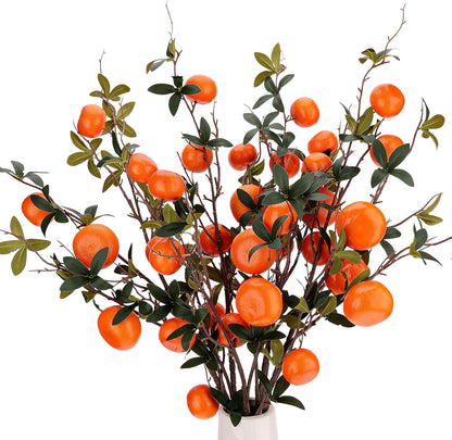 5 Pcs Fake Peach Branch Decoration Mini Artificial Peaches Fruit Stem Bouquet Realistic Lifelike Simulation Branches Model for Vase Window Display