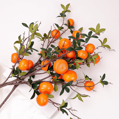 5 Pcs Fake Peach Branch Decoration Mini Artificial Peaches Fruit Stem Bouquet Realistic Lifelike Simulation Branches Model for Vase Window Display