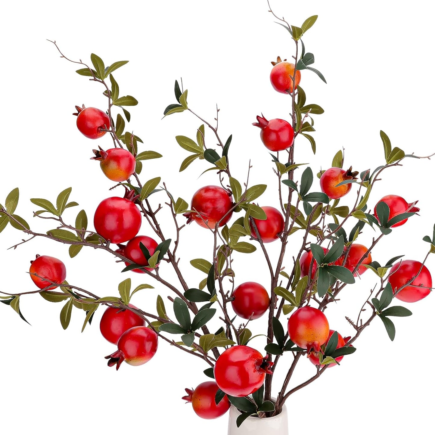5 Pcs Fake Peach Branch Decoration Mini Artificial Peaches Fruit Stem Bouquet Realistic Lifelike Simulation Branches Model for Vase Window Display