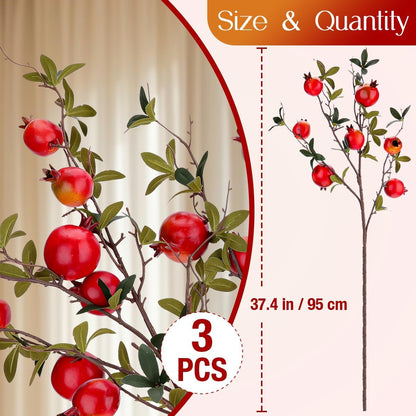 5 Pcs Fake Peach Branch Decoration Mini Artificial Peaches Fruit Stem Bouquet Realistic Lifelike Simulation Branches Model for Vase Window Display