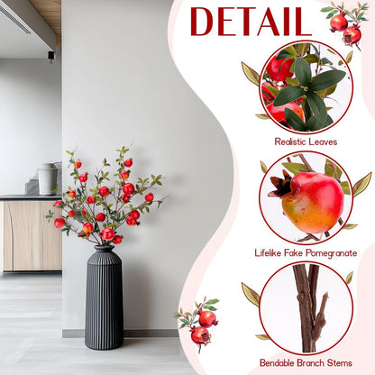 5 Pcs Fake Peach Branch Decoration Mini Artificial Peaches Fruit Stem Bouquet Realistic Lifelike Simulation Branches Model for Vase Window Display
