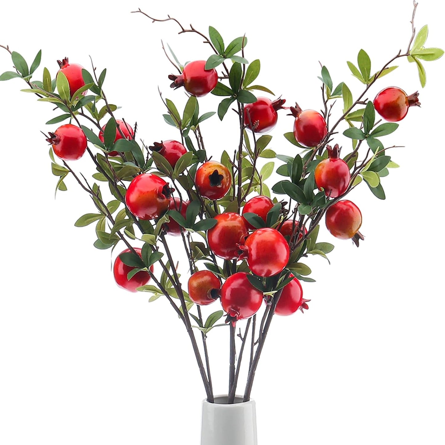 5 Pcs Fake Peach Branch Decoration Mini Artificial Peaches Fruit Stem Bouquet Realistic Lifelike Simulation Branches Model for Vase Window Display