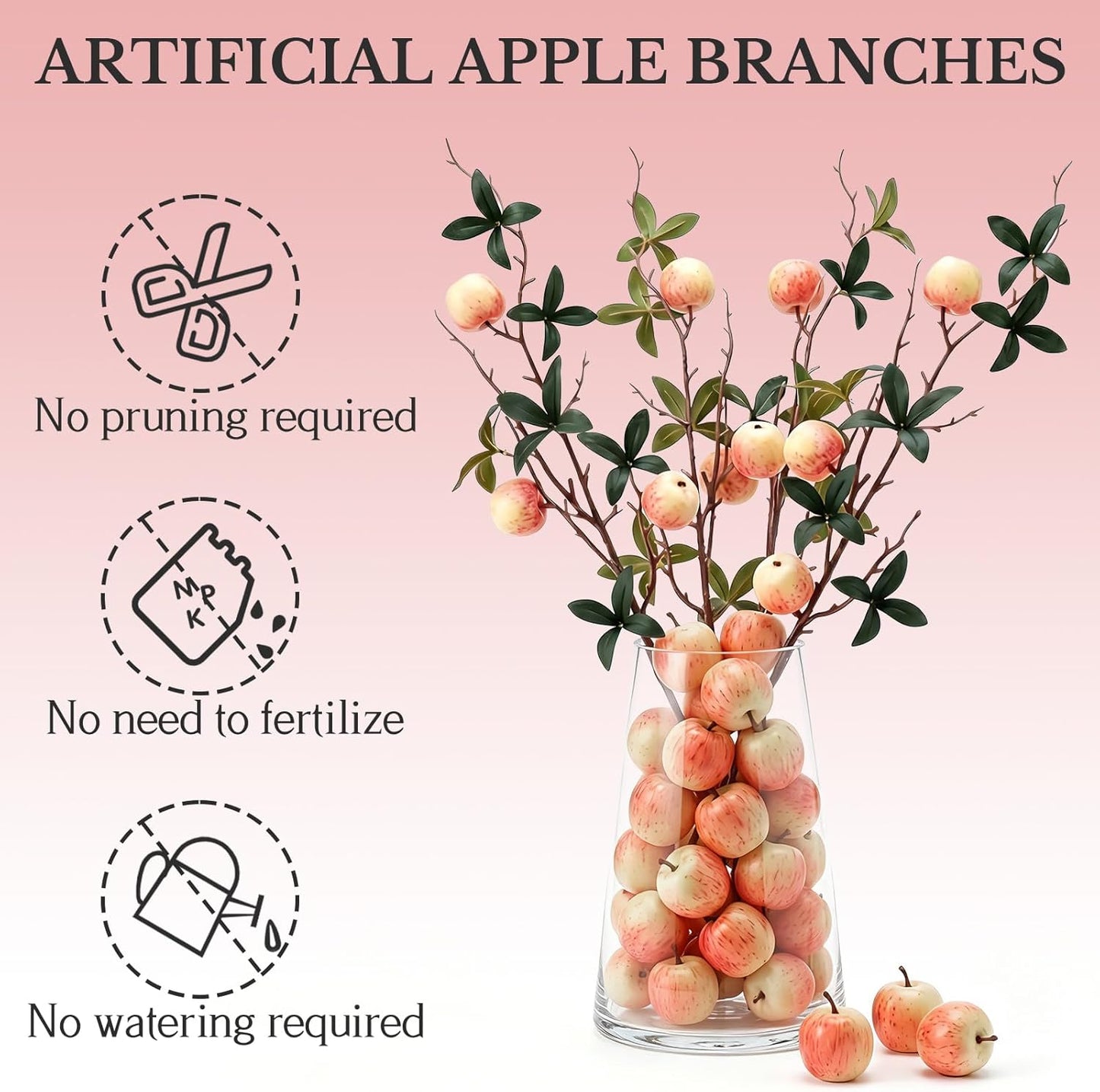 5 Pcs Fake Peach Branch Decoration Mini Artificial Peaches Fruit Stem Bouquet Realistic Lifelike Simulation Branches Model for Vase Window Display