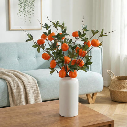 5 Pcs Fake Peach Branch Decoration Mini Artificial Peaches Fruit Stem Bouquet Realistic Lifelike Simulation Branches Model for Vase Window Display