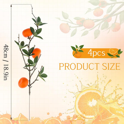5 Pcs Fake Peach Branch Decoration Mini Artificial Peaches Fruit Stem Bouquet Realistic Lifelike Simulation Branches Model for Vase Window Display