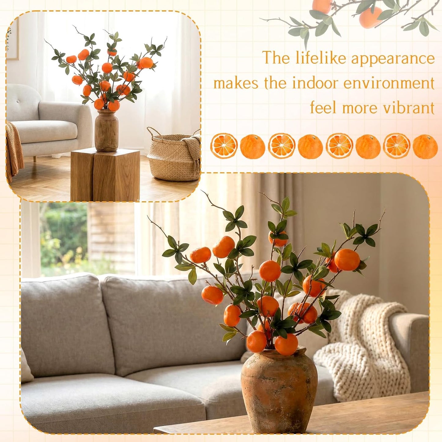 5 Pcs Fake Peach Branch Decoration Mini Artificial Peaches Fruit Stem Bouquet Realistic Lifelike Simulation Branches Model for Vase Window Display