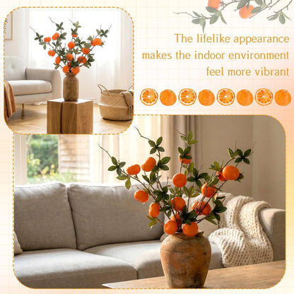5 Pcs Fake Peach Branch Decoration Mini Artificial Peaches Fruit Stem Bouquet Realistic Lifelike Simulation Branches Model for Vase Window Display