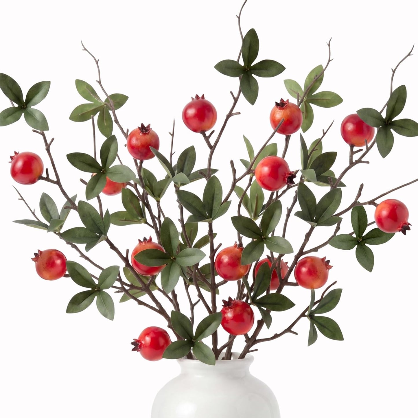 5 Pcs Fake Peach Branch Decoration Mini Artificial Peaches Fruit Stem Bouquet Realistic Lifelike Simulation Branches Model for Vase Window Display