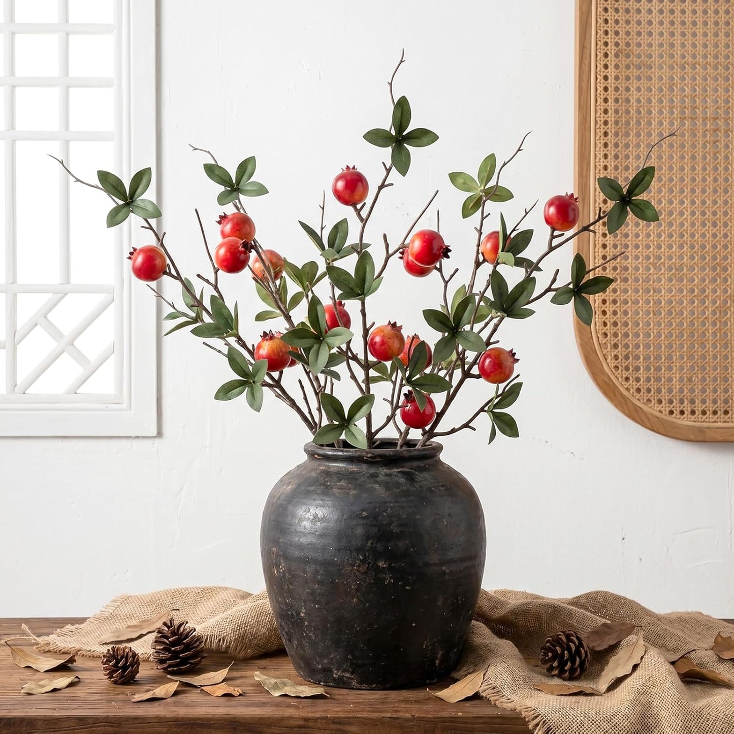 5 Pcs Fake Peach Branch Decoration Mini Artificial Peaches Fruit Stem Bouquet Realistic Lifelike Simulation Branches Model for Vase Window Display