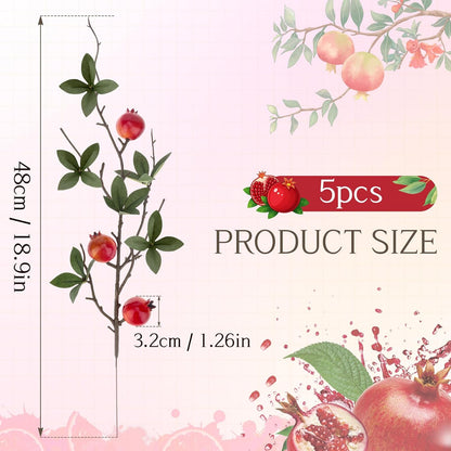 5 Pcs Fake Peach Branch Decoration Mini Artificial Peaches Fruit Stem Bouquet Realistic Lifelike Simulation Branches Model for Vase Window Display