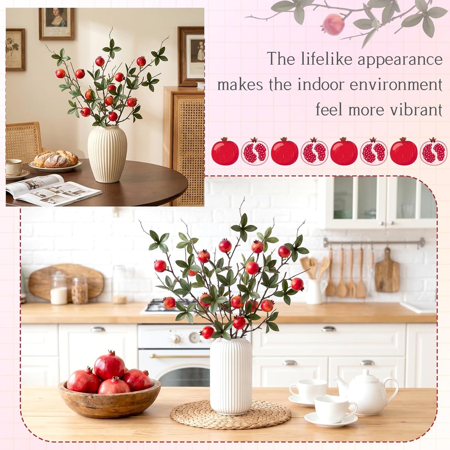 5 Pcs Fake Peach Branch Decoration Mini Artificial Peaches Fruit Stem Bouquet Realistic Lifelike Simulation Branches Model for Vase Window Display