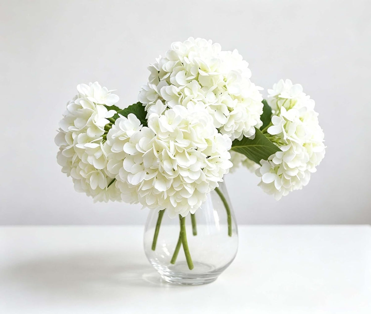 15.4In Artificial Hydrangea Silk Flowers Bouquet Faux Hydrangea Stems for Wedding Centerpieces Home Decor (White, 5)