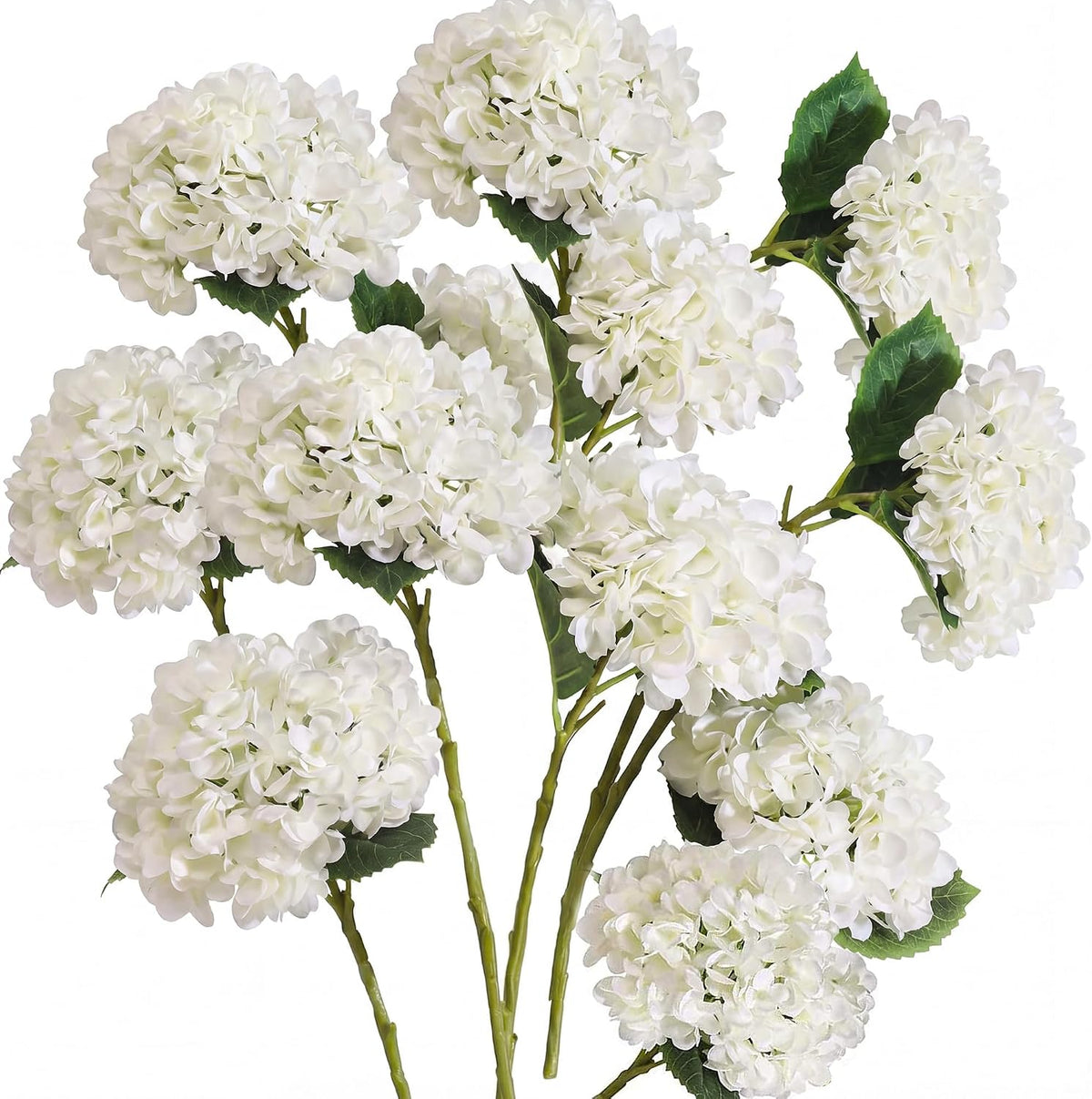 15.4In Artificial Hydrangea Silk Flowers Bouquet Faux Hydrangea Stems for Wedding Centerpieces Home Decor (White, 5)