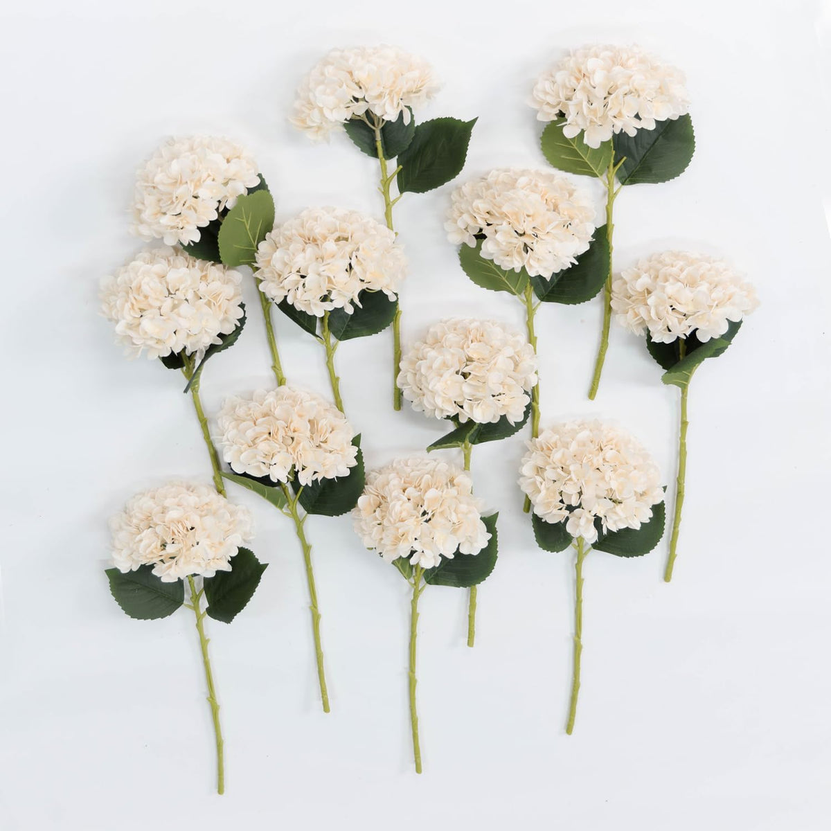 15.4In Artificial Hydrangea Silk Flowers Bouquet Faux Hydrangea Stems for Wedding Centerpieces Home Decor (White, 5)