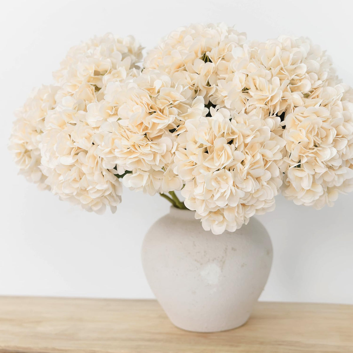 15.4In Artificial Hydrangea Silk Flowers Bouquet Faux Hydrangea Stems for Wedding Centerpieces Home Decor (White, 5)