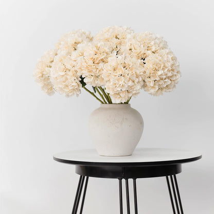 15.4In Artificial Hydrangea Silk Flowers Bouquet Faux Hydrangea Stems for Wedding Centerpieces Home Decor (White, 5)