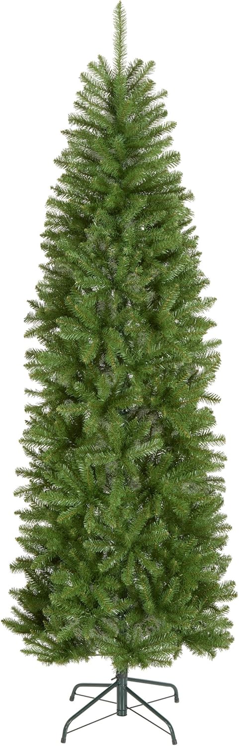 7ft Unlit Kingswood Fir Slim Christmas Tree | 892 Tips, Includes Stand, Artificial, Green