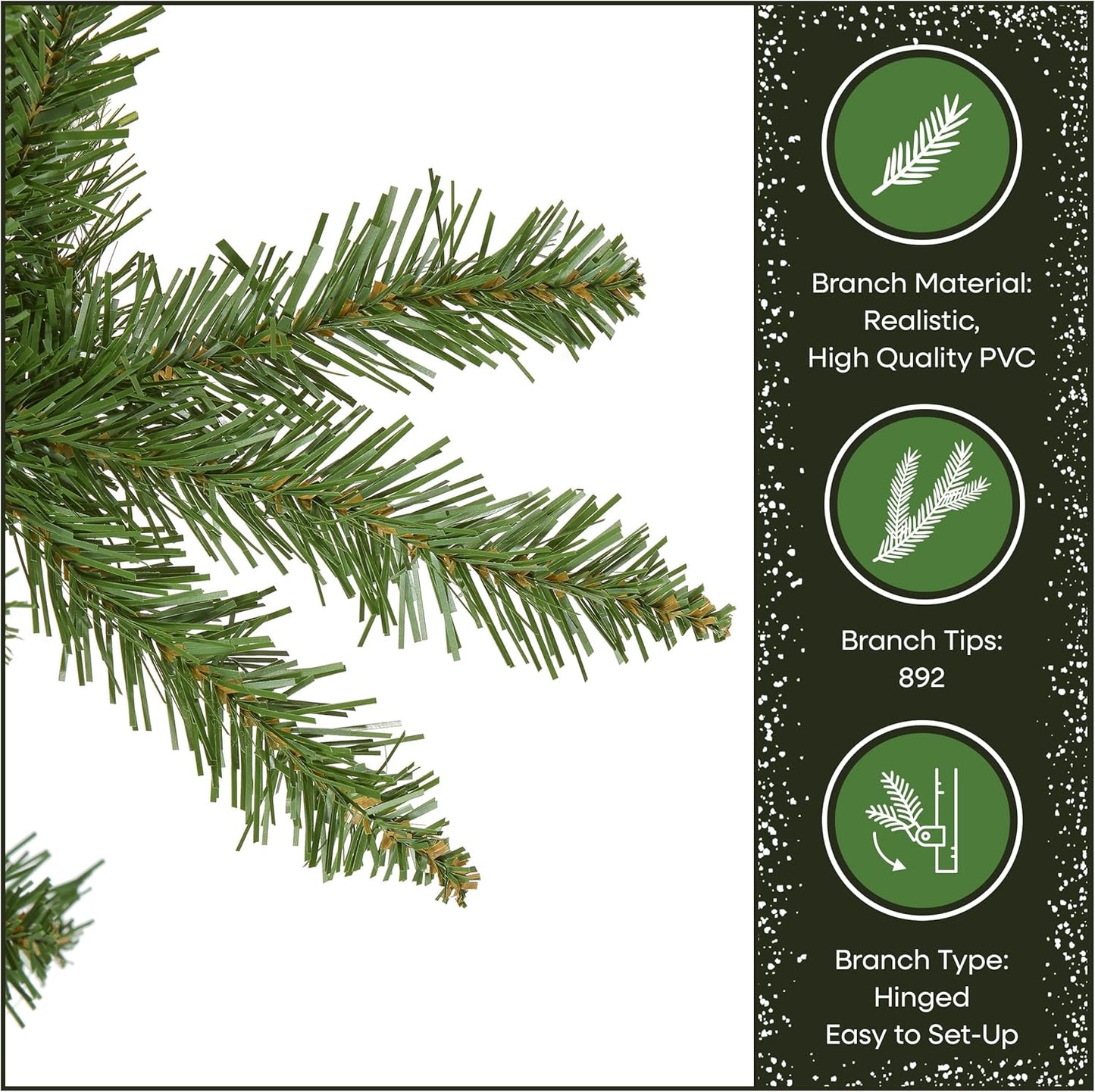 7ft Unlit Kingswood Fir Slim Christmas Tree | 892 Tips, Includes Stand, Artificial, Green