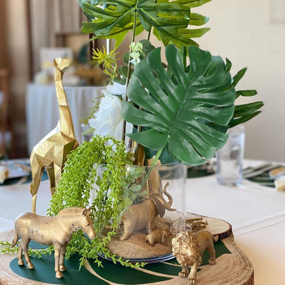 Artificial Monstera Leaves with Long Stem,Fake Tropical Palm Leaves for Hawaiian Luau Jungle Party Home Wedding Decor (Medium)