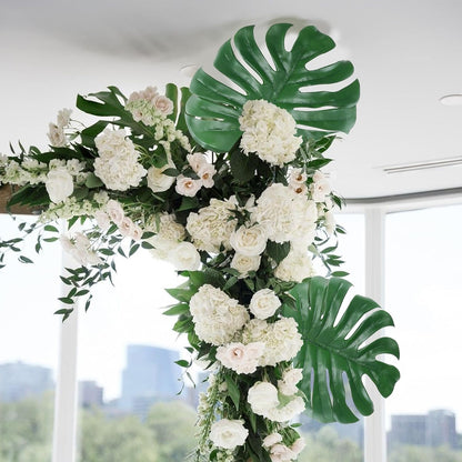 Artificial Monstera Leaves with Long Stem,Fake Tropical Palm Leaves for Hawaiian Luau Jungle Party Home Wedding Decor (Medium)