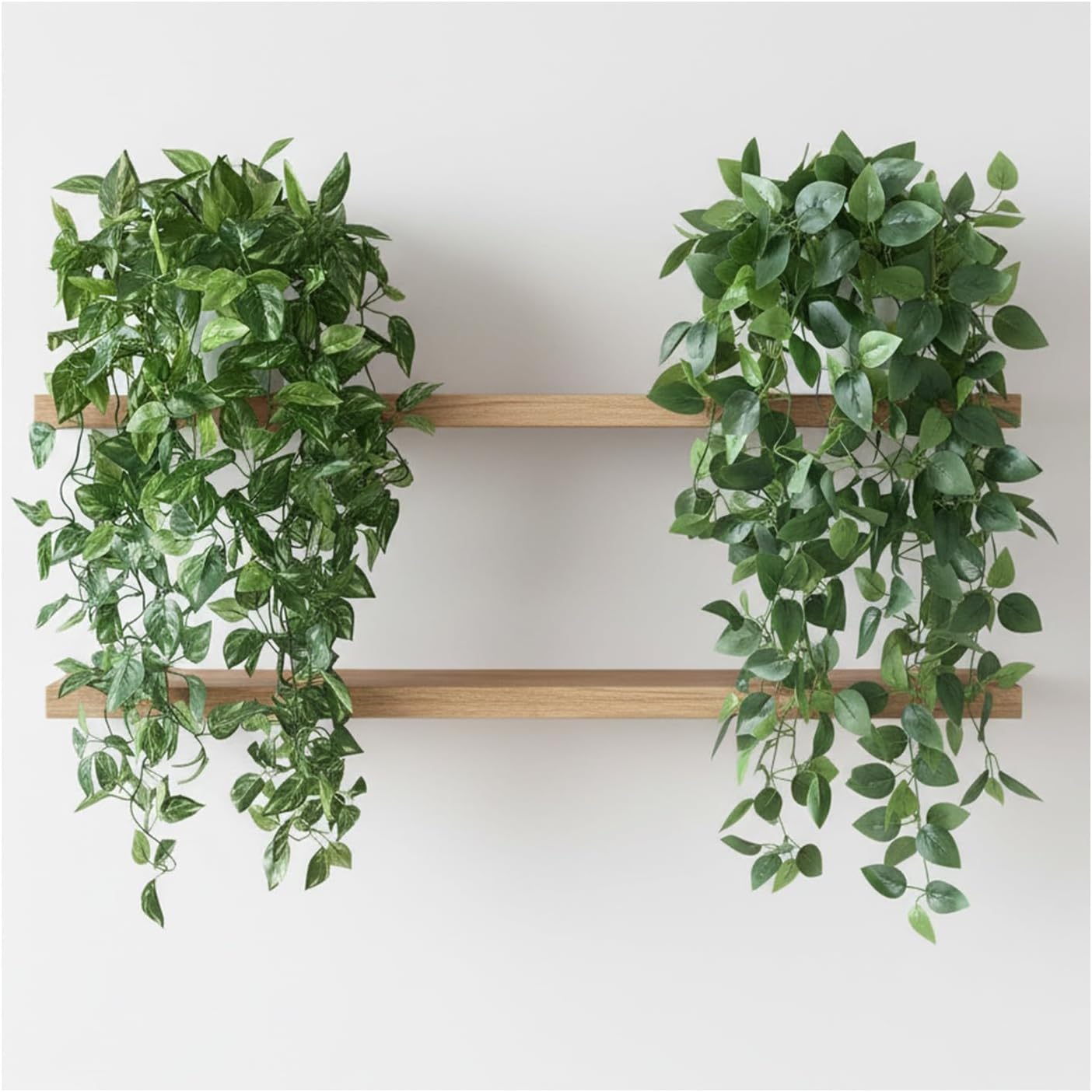 35.5" Artificial Pothos Ivy Plants Set of 2 with Pots, Fake Hanging Greenery Silk Leaves for Home Decor, Realistic Faux Plants for Shelf Tabletop Office, No Maintenance Needed (Light & Dark Green)