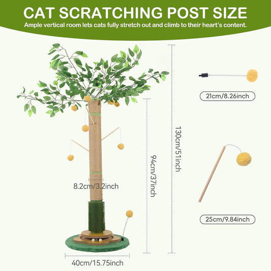 Tall Cat Scratching Post 51 Inch, Sisal Rope Cat Scratcher Tree