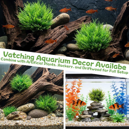 2Pcs Aquarium Plants Fish Tank, Natural Fake Aquarium Plants | 3.5Inch Fake Plants for Fish Tank, Plastic Artificial Plant, Waterscape Fish Hides Mini Grass Set for Fish Tank