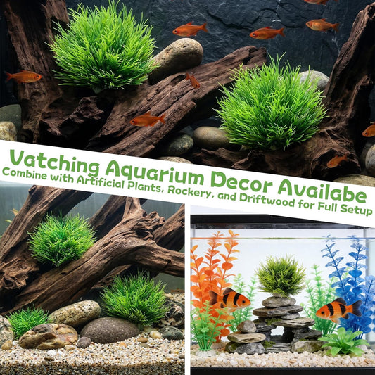 2Pcs Aquarium Plants Fish Tank, Natural Fake Aquarium Plants | 3.5Inch Fake Plants for Fish Tank, Plastic Artificial Plant, Waterscape Fish Hides Mini Grass Set for Fish Tank