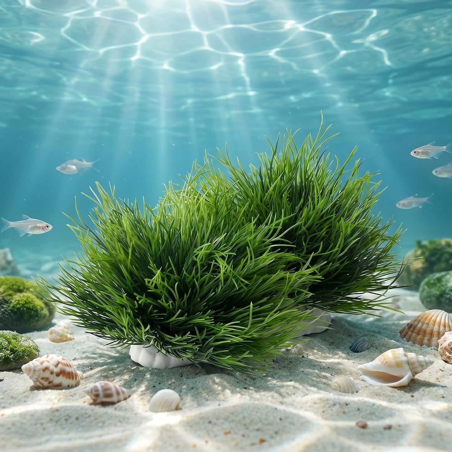 2Pcs Aquarium Plants Fish Tank, Natural Fake Aquarium Plants | 3.5Inch Fake Plants for Fish Tank, Plastic Artificial Plant, Waterscape Fish Hides Mini Grass Set for Fish Tank