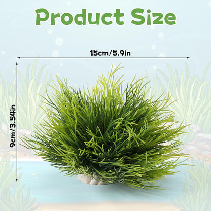 2Pcs Aquarium Plants Fish Tank, Natural Fake Aquarium Plants | 3.5Inch Fake Plants for Fish Tank, Plastic Artificial Plant, Waterscape Fish Hides Mini Grass Set for Fish Tank