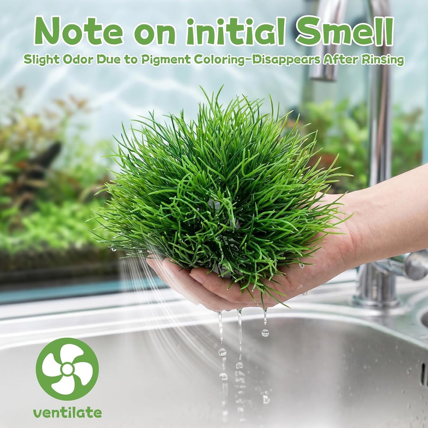 2Pcs Aquarium Plants Fish Tank, Natural Fake Aquarium Plants | 3.5Inch Fake Plants for Fish Tank, Plastic Artificial Plant, Waterscape Fish Hides Mini Grass Set for Fish Tank