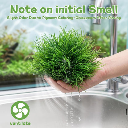 2Pcs Aquarium Plants Fish Tank, Natural Fake Aquarium Plants | 3.5Inch Fake Plants for Fish Tank, Plastic Artificial Plant, Waterscape Fish Hides Mini Grass Set for Fish Tank