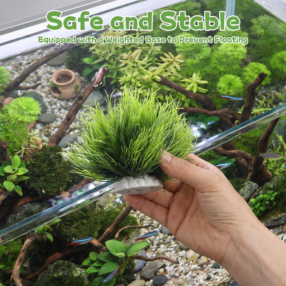 2Pcs Aquarium Plants Fish Tank, Natural Fake Aquarium Plants | 3.5Inch Fake Plants for Fish Tank, Plastic Artificial Plant, Waterscape Fish Hides Mini Grass Set for Fish Tank