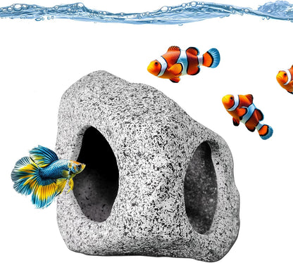 SpringSmart Aquarium Hideaway Rock Cave for Aquatic Pets to Breed, Play and Rest, Safe and Non-Toxic Ceramic Fish Tank Ornaments, Decor Stone for Betta