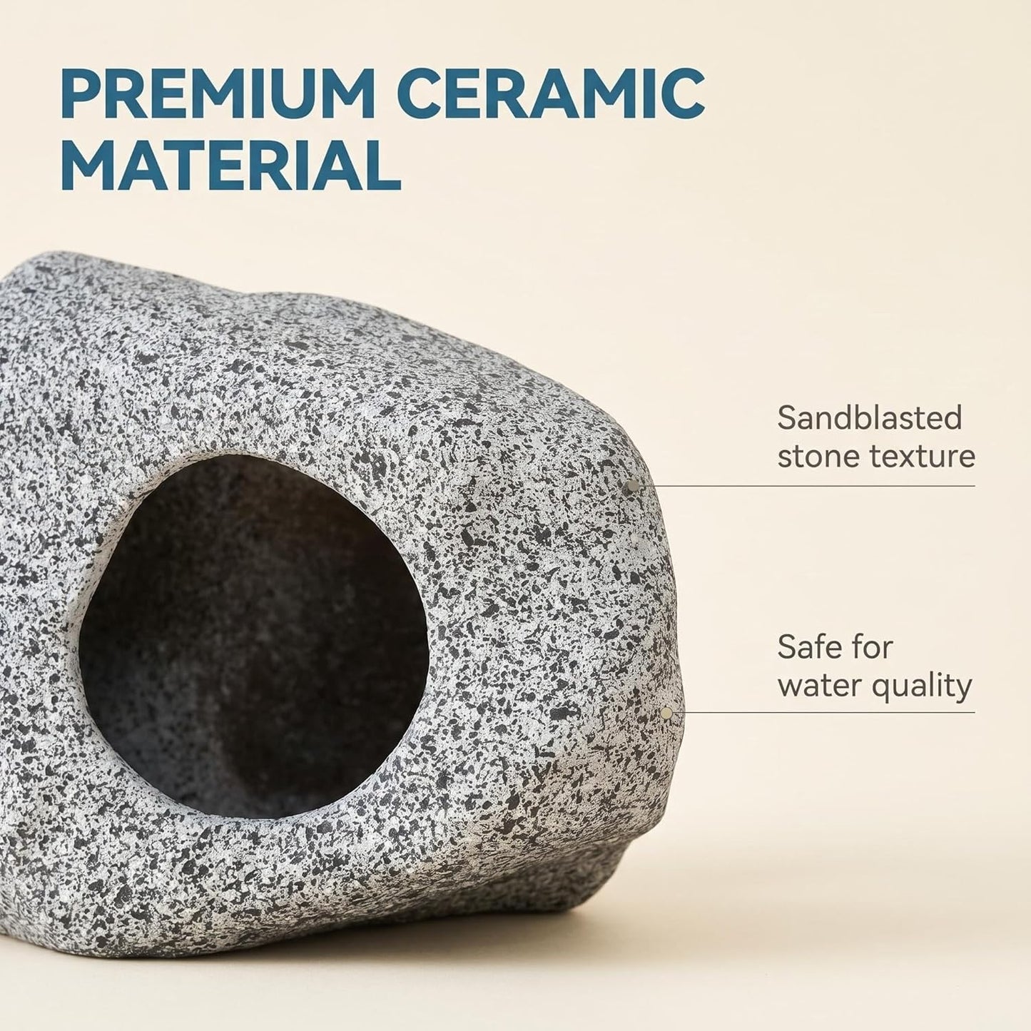 SpringSmart Aquarium Hideaway Rock Cave for Aquatic Pets to Breed, Play and Rest, Safe and Non-Toxic Ceramic Fish Tank Ornaments, Decor Stone for Betta