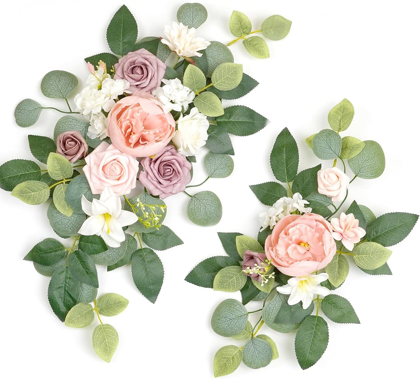 (Pack of 2 Artificial Flowers Decorations, Wedding Flowers, Wedding, Banquet, Party, Reception Entrance Welcome Sign and Background Decoration(White)
