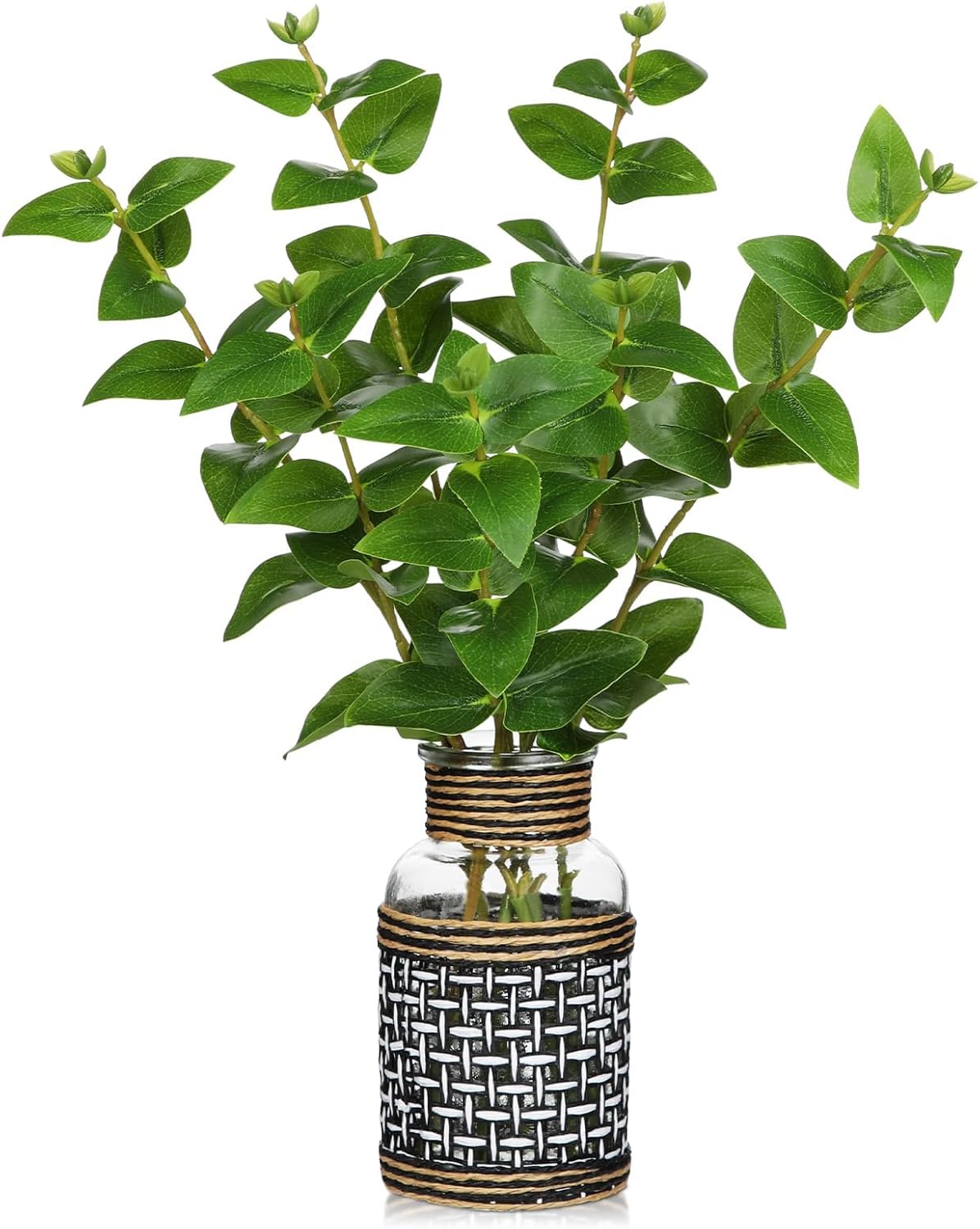 Artificial Lucky Bamboo Plant 17.3 Fake Plant in Rectangular Glass Pot for Centerpiece Table Decorations Farmhouse Wedding Home Greenery Decor