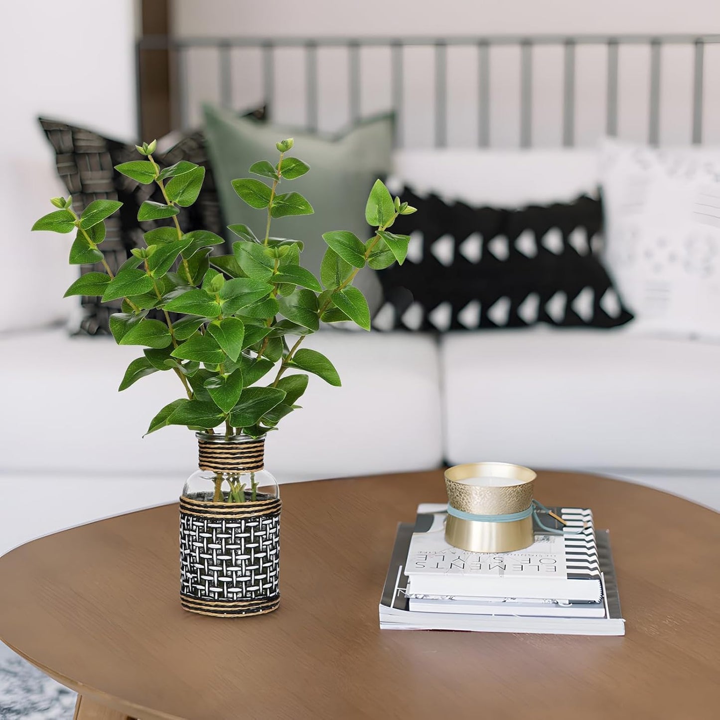 Artificial Lucky Bamboo Plant 17.3 Fake Plant in Rectangular Glass Pot for Centerpiece Table Decorations Farmhouse Wedding Home Greenery Decor