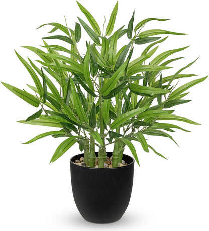 Artificial Lucky Bamboo Plant 17.3 Fake Plant in Rectangular Glass Pot for Centerpiece Table Decorations Farmhouse Wedding Home Greenery Decor