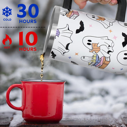 Floral Lemon Tumbler with Handle and Straw Lid 40 oz,Cute Spring Summer Gift for Women Men Friends Boho Flowers Vacuum Insulated Leak Proof Stainless Steel Coffee Cup Mug