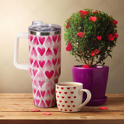 Floral Lemon Tumbler with Handle and Straw Lid 40 oz,Cute Spring Summer Gift for Women Men Friends Boho Flowers Vacuum Insulated Leak Proof Stainless Steel Coffee Cup Mug