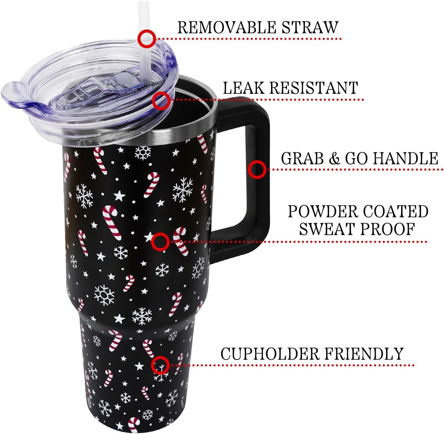 Floral Lemon Tumbler with Handle and Straw Lid 40 oz,Cute Spring Summer Gift for Women Men Friends Boho Flowers Vacuum Insulated Leak Proof Stainless Steel Coffee Cup Mug
