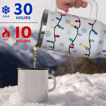 Floral Lemon Tumbler with Handle and Straw Lid 40 oz,Cute Spring Summer Gift for Women Men Friends Boho Flowers Vacuum Insulated Leak Proof Stainless Steel Coffee Cup Mug