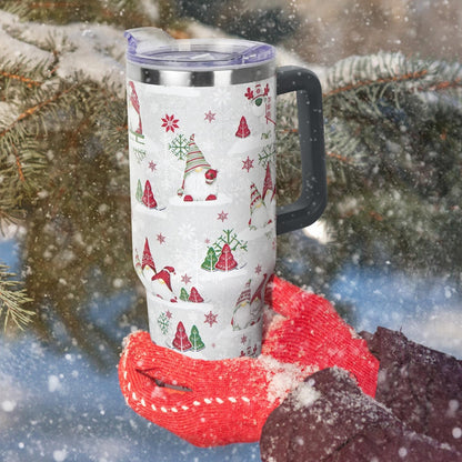 Floral Lemon Tumbler with Handle and Straw Lid 40 oz,Cute Spring Summer Gift for Women Men Lemon Leaves Vacuum Insulated Leak Proof Stainless Steel Coffee Cup Mug