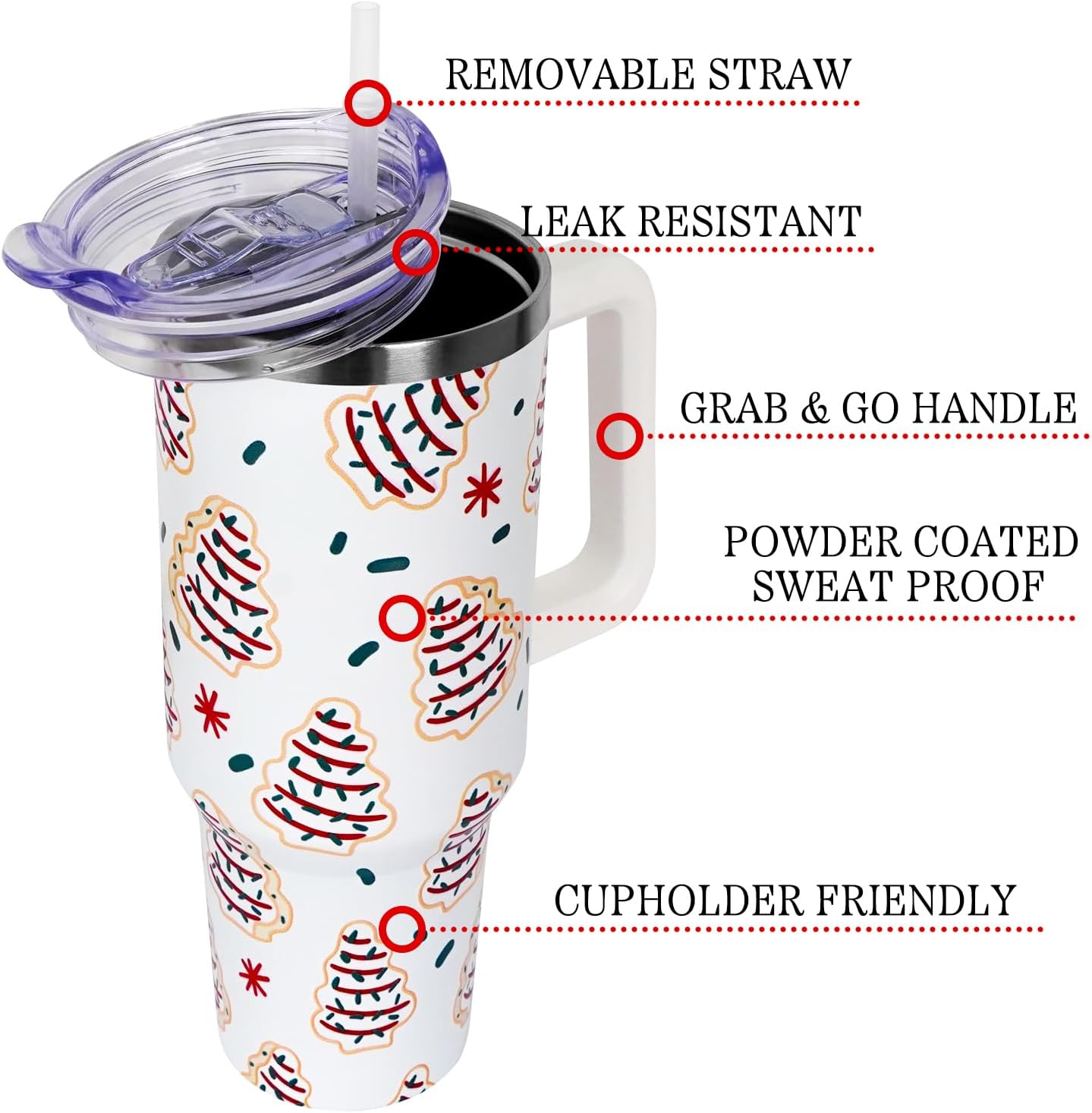 Floral Lemon Tumbler with Handle and Straw Lid 40 oz,Cute Spring Summer Gift for Women Men Lemon Leaves Vacuum Insulated Leak Proof Stainless Steel Coffee Cup Mug