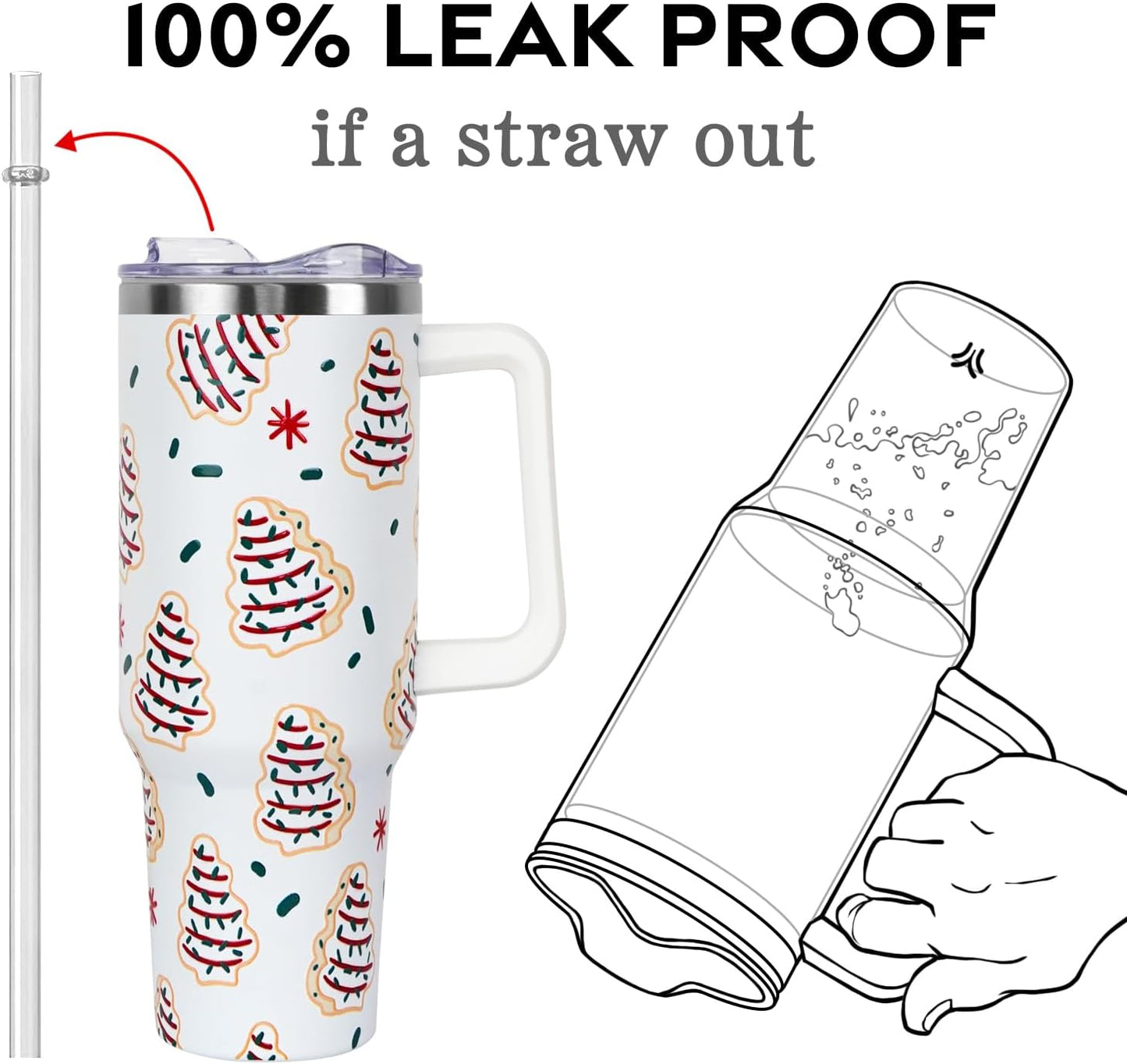 Floral Lemon Tumbler with Handle and Straw Lid 40 oz,Cute Spring Summer Gift for Women Men Lemon Leaves Vacuum Insulated Leak Proof Stainless Steel Coffee Cup Mug