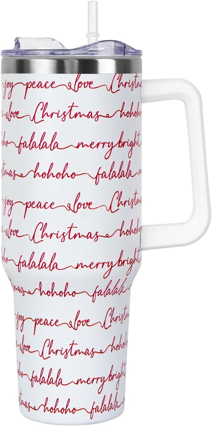 Floral Lemon Tumbler with Handle and Straw Lid 40 oz,Cute Spring Summer Gift for Women Men Lemon Leaves Vacuum Insulated Leak Proof Stainless Steel Coffee Cup Mug