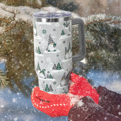 Floral Lemon Tumbler with Handle and Straw Lid 40 oz,Cute Spring Summer Gift for Women Men Lemon Leaves Vacuum Insulated Leak Proof Stainless Steel Coffee Cup Mug