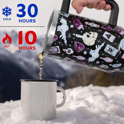 Floral Lemon Tumbler with Handle and Straw Lid 40 oz,Cute Spring Summer Gift for Women Men Lemon Leaves Vacuum Insulated Leak Proof Stainless Steel Coffee Cup Mug