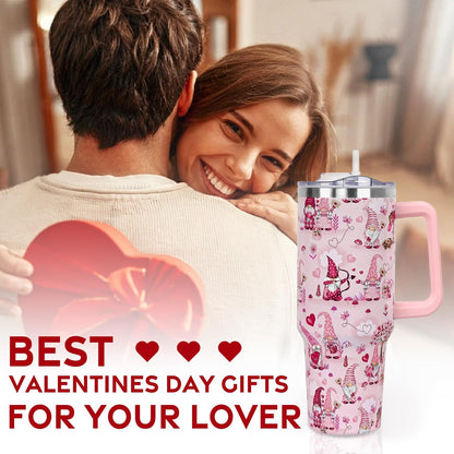 Floral Lemon Tumbler with Handle and Straw Lid 40 oz,Cute Spring Summer Gift for Women Men Lemon Leaves Vacuum Insulated Leak Proof Stainless Steel Coffee Cup Mug